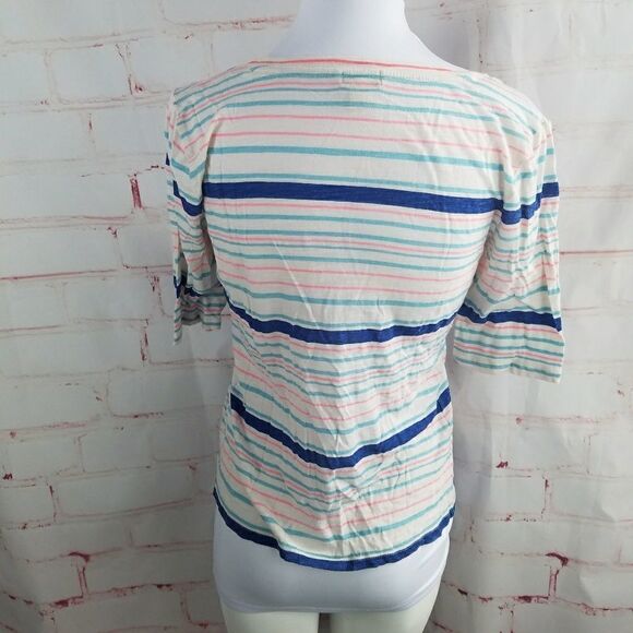 3/25J Crew factory half Sleeve crewneck stripe top - Picture 3 of 4